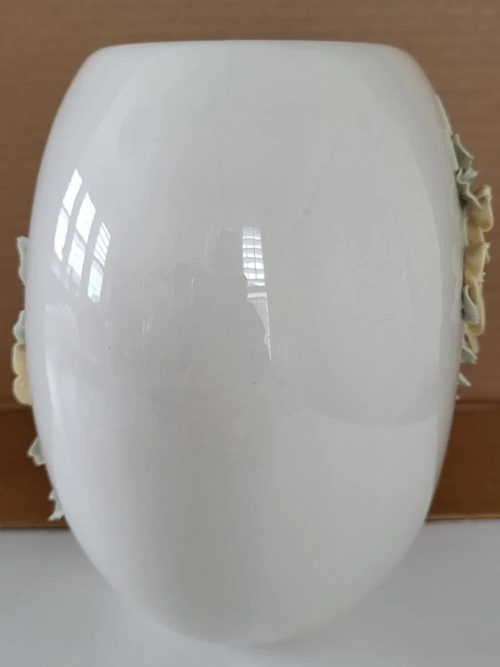 Royal Crest Porcelain Vase #5 Hand-Sculpted 3D Yellow Green Floral MCM